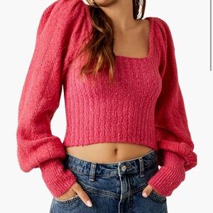 Free People Cozy Pink Striped Women's Sweater